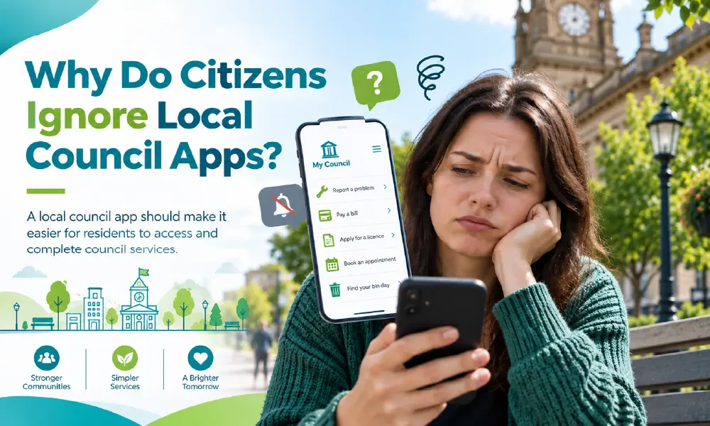 Resident using a local council app to access digital services